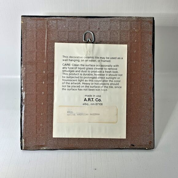 Gorman Native American Tile Madonna Painting Ceramic Art 8x8 Vtg DAMAGE - Picture 6 of 7